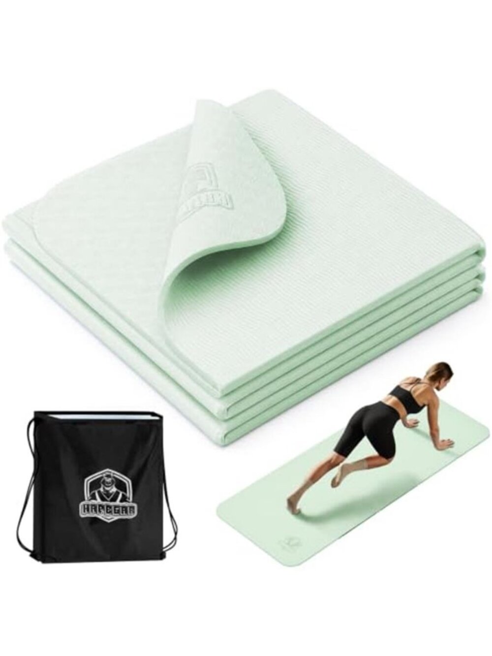 Foldable Yoga Mat -72"x24"x0.24" (6mm) Non-Slip TPE Exercise Mat